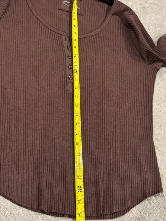 Aerie Women’s Ribbed Henley Layering T-Shirt Canyon Sun Brown Extra Large XL - Picture 10 of 16